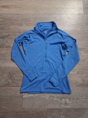 Nike Industrial Blue Quarter-Zip Fitted Active Top, Runner Thumbholes Size M